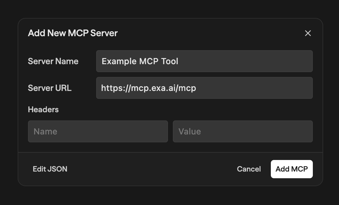 Modal Add New MCP Server