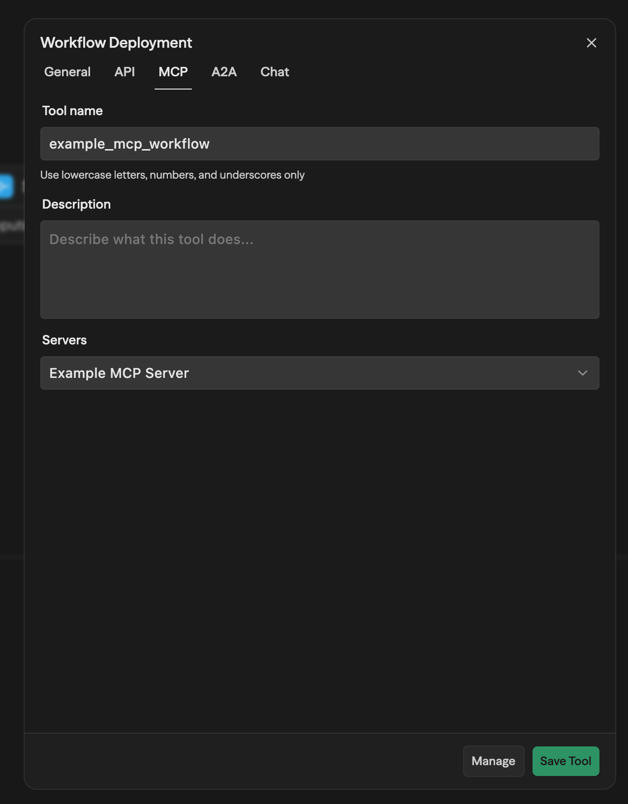 Aba MCP do Workflow Deployment